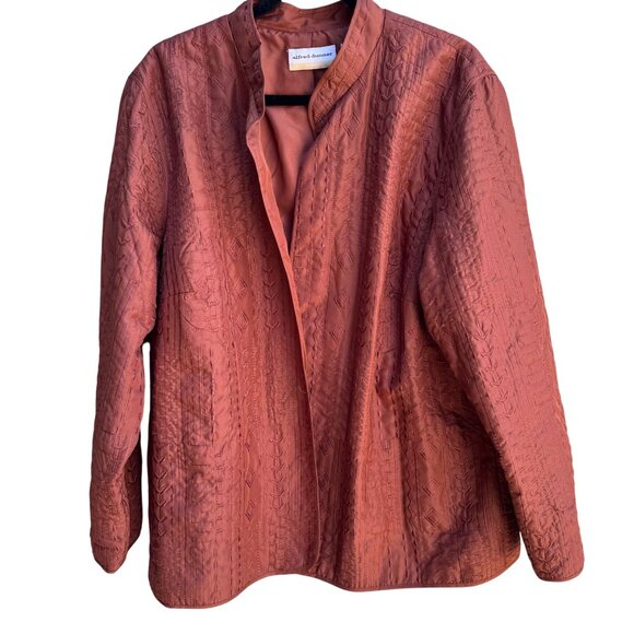 Alfred Dunner Vintage Womens Quilted Rust Mandarin Collar Jacket Blazer 20W - Picture 1 of 9